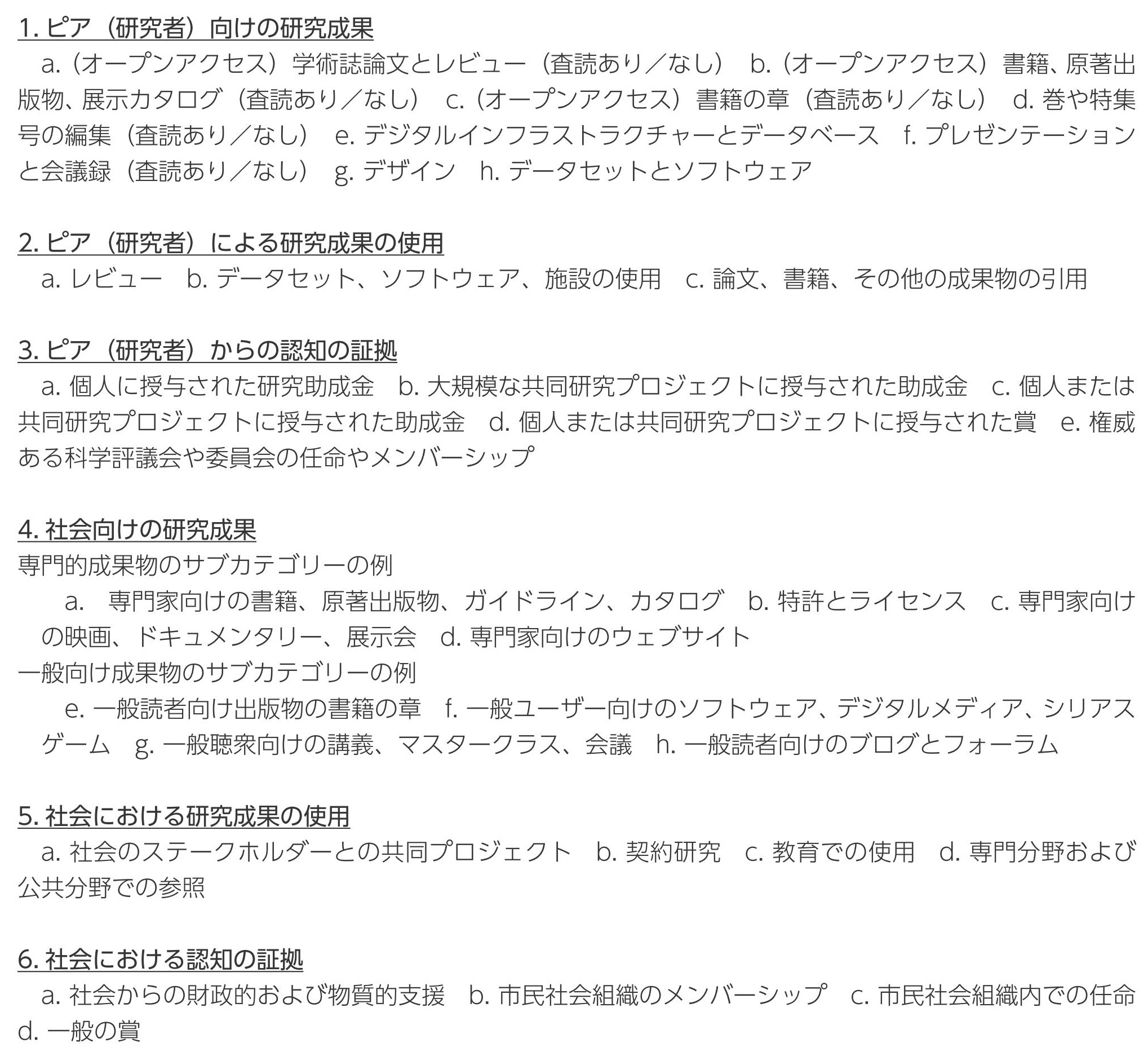図表2　可能性のある指標案リスト