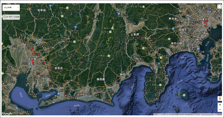 図表7　国立大学と共同発明を行った企業の所在地（例：名古屋大学）