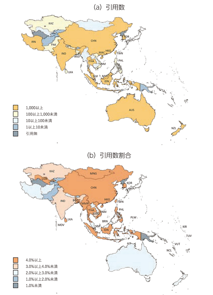 図表2　アジア・大洋州の各国・地域の日本論文の引用状況※1、2