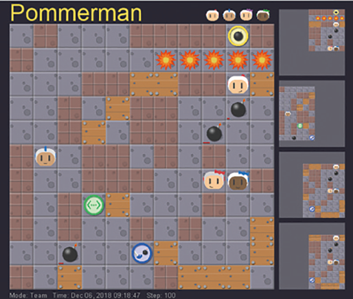 図表2 100手後のPommerman(ポンマーマン)ボード
