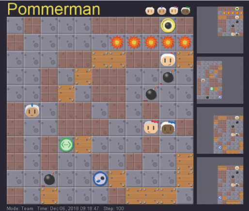 図表2　100手後のPommerman（ポンマーマン）ボード